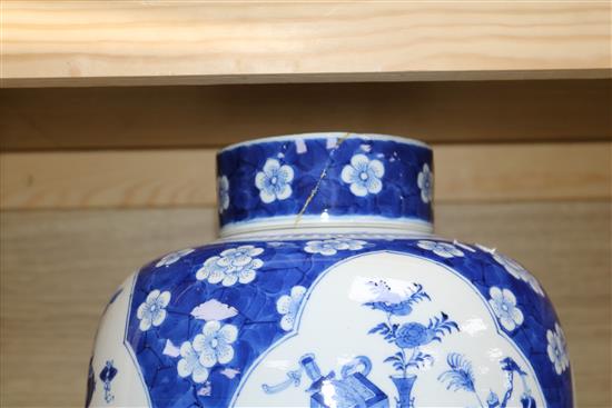 A 19th century Chinese blue and white jar and cover height 29cm